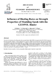 Influence of Binding Rates on Strength Properties of Moulding Sands with the GEOPOL Binder