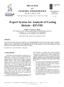 Expert System for Analysis of Casting Defects - ESVOD