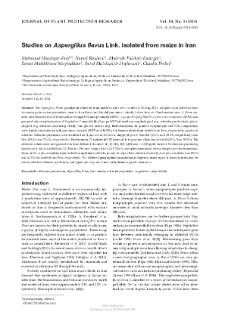 Studies on Aspergillus Flavus Link. Isolated From Maize in Iran