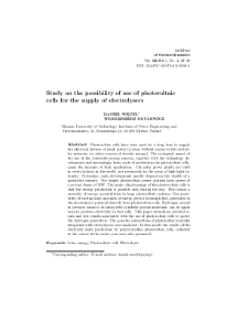 Study on the possibility of use of photovoltaic cells for the supply of electrolysers